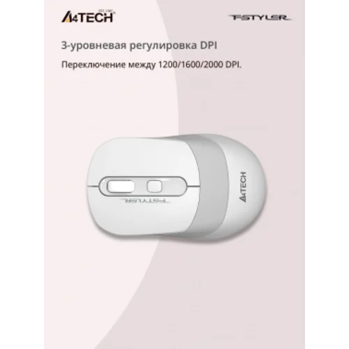 Мышь A4Tech Fstyler FG10S белый/серый оптическая (2000dpi) silent беспроводная USB для ноутбука (4but) Мышь A4Tech Fstyler FG10S белый/серый оптическая (2000dpi) silent беспроводная USB для ноутбука (4but)